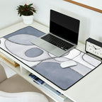 Abstract Line Work Blue Grey Desk Mat Gallery Image 2