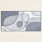 Abstract Line Work Blue Grey Desk Mat Gallery Image 3