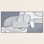 Abstract Line Work Blue Grey Desk Mat Gallery Image 1