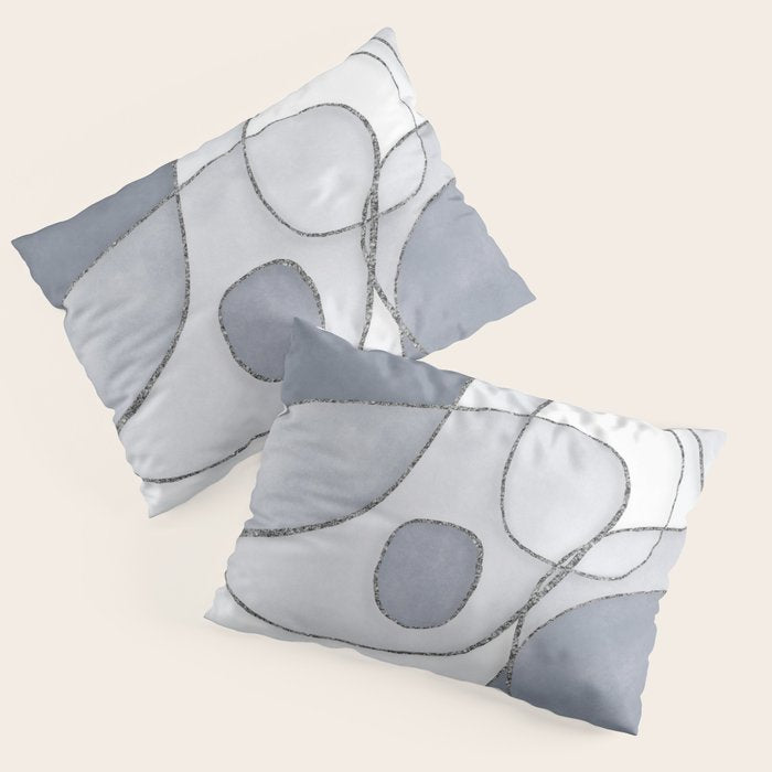 Abstract Line Work Blue Grey Pillow Sham Gallery Image 3