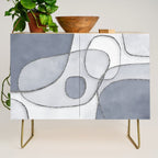 Abstract Line Work Blue Grey Credenza Gallery Image 1