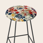 Wildflowers, Floral Prints, Red, Navy, Yellow Stool Gallery Image 2