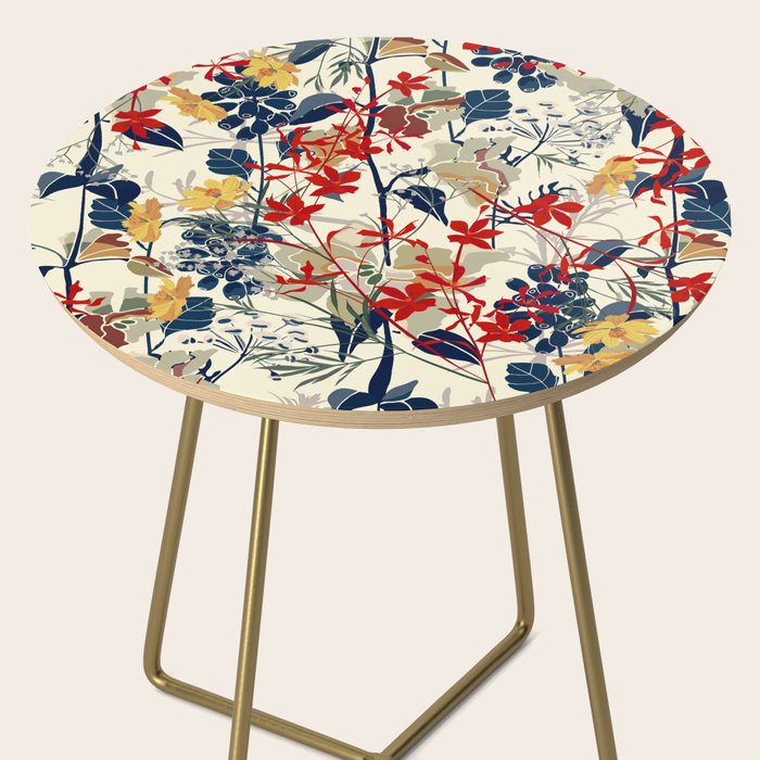 Wildflowers, Floral Prints, Red, Navy, Yellow Side Table Gallery Image 2