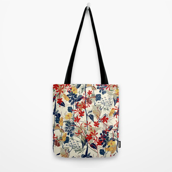 Wildflowers, Floral Prints, Red, Navy, Yellow Tote Bag Gallery Image 2