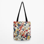 Wildflowers, Floral Prints, Red, Navy, Yellow Tote Bag Gallery Image 2