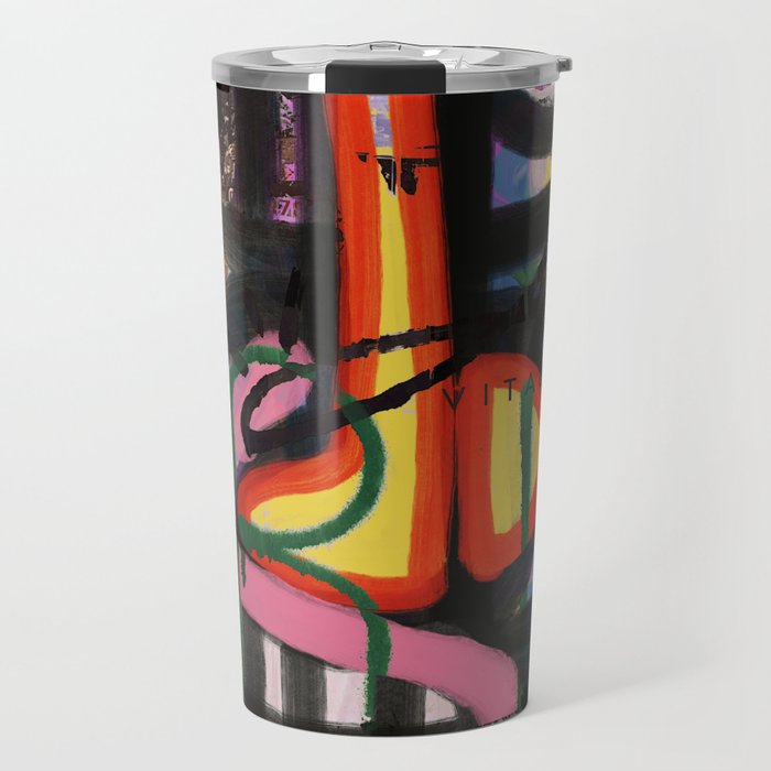 Big Mouth Graffiti Urban Art Collage in the Streets of Bologna Travel Mug Gallery Image 1