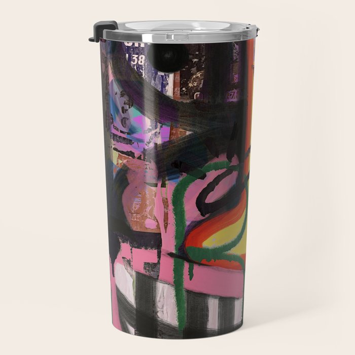Big Mouth Graffiti Urban Art Collage in the Streets of Bologna Travel Mug Gallery Image 3