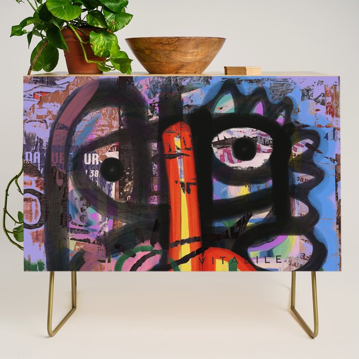 Big Mouth Graffiti Urban Art Collage in the Streets of Bologna Credenza Gallery Image 1
