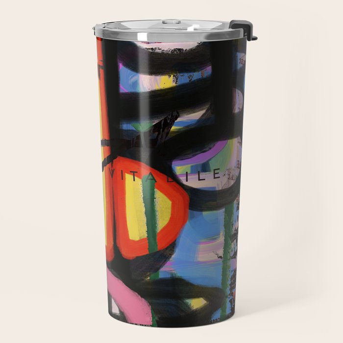 Big Mouth Graffiti Urban Art Collage in the Streets of Bologna Travel Mug Gallery Image 2