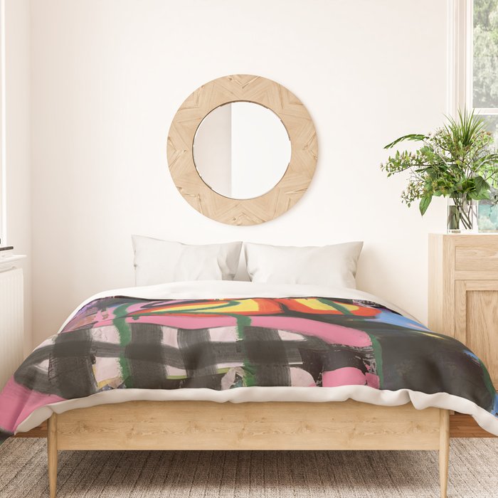 Big Mouth Graffiti Urban Art Collage in the Streets of Bologna Duvet Cover Gallery Image 3