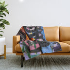Big Mouth Graffiti Urban Art Collage in the Streets of Bologna Throw Blanket Gallery Image 1