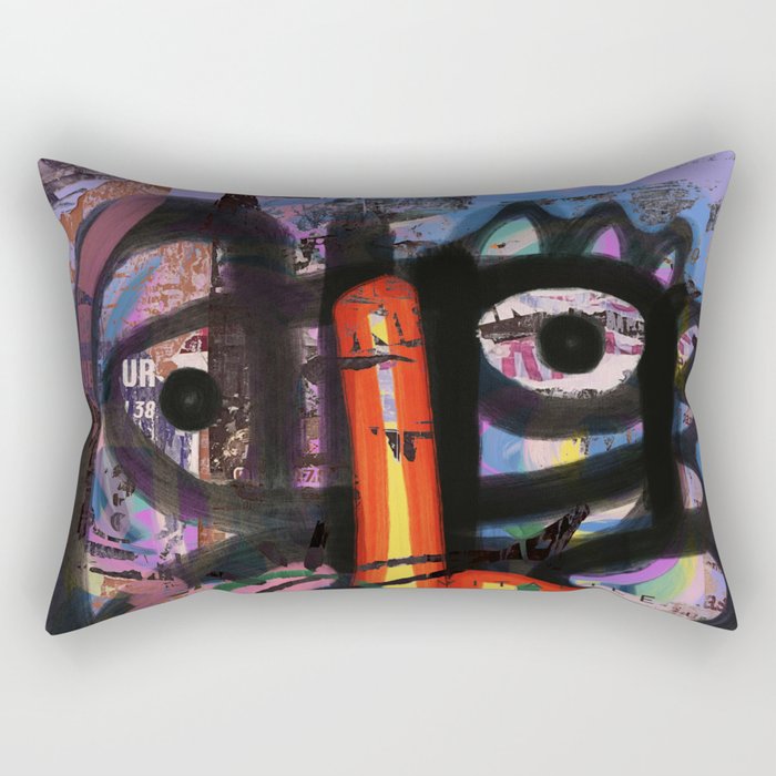 Big Mouth Graffiti Urban Art Collage in the Streets of Bologna Rectangular Pillow Gallery Image 2