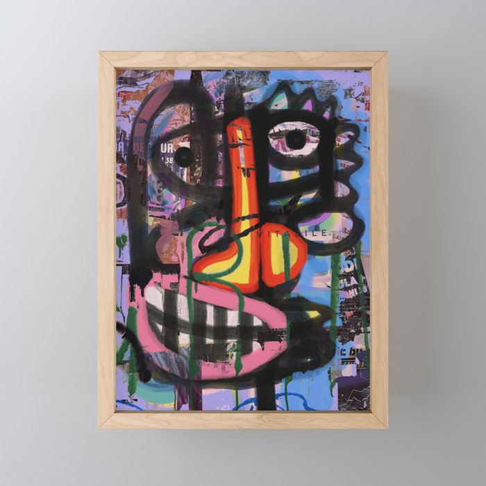 Big Mouth Graffiti Urban Art Collage in the Streets of Bologna Mini Art Print Gallery Image 1