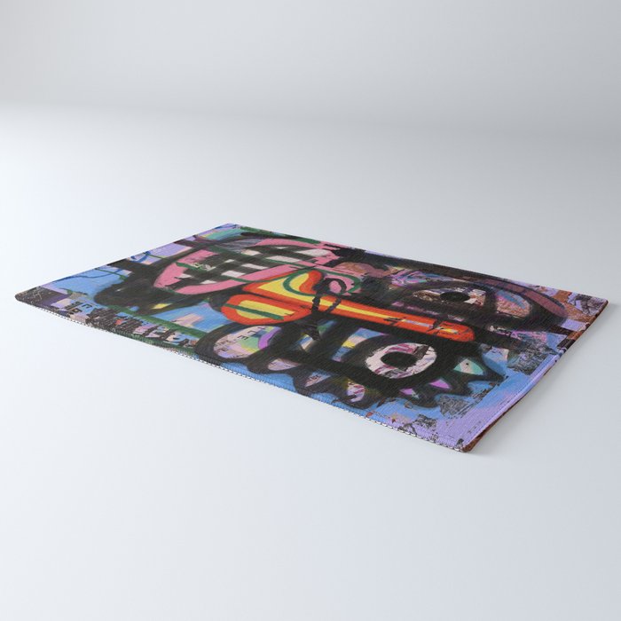 Big Mouth Graffiti Urban Art Collage in the Streets of Bologna Rug Gallery Image 3