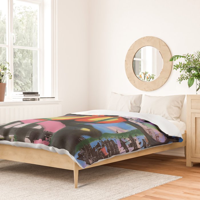 Big Mouth Graffiti Urban Art Collage in the Streets of Bologna Duvet Cover Gallery Image 2