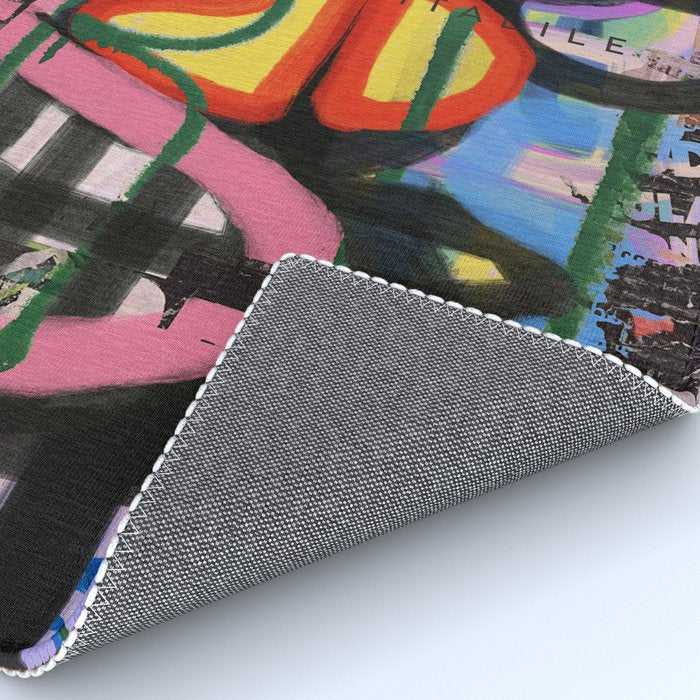 Big Mouth Graffiti Urban Art Collage in the Streets of Bologna Rug Gallery Image 4