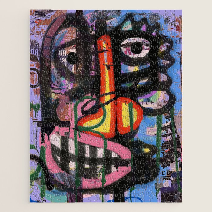 Big Mouth Graffiti Urban Art Collage in the Streets of Bologna Jigsaw Puzzle Gallery Image 1