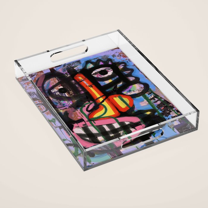 Big Mouth Graffiti Urban Art Collage in the Streets of Bologna Acrylic Tray Gallery Image 1