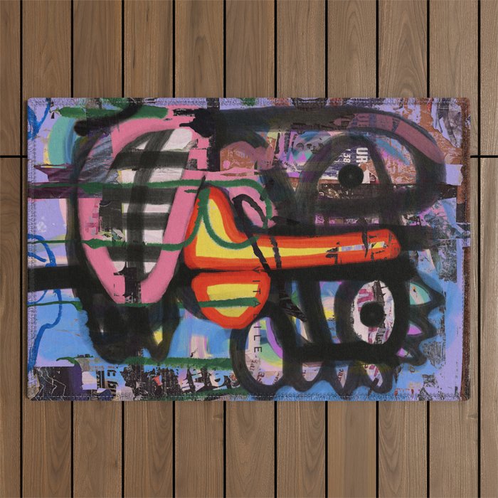 Big Mouth Graffiti Urban Art Collage in the Streets of Bologna Outdoor Rug Gallery Image 1