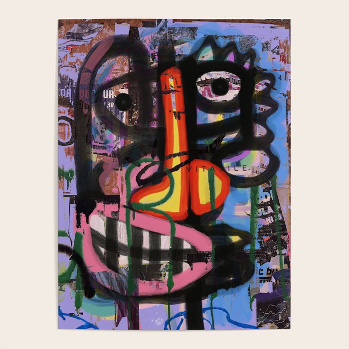 Big Mouth Graffiti Urban Art Collage in the Streets of Bologna Poster Gallery Image 4