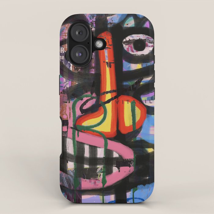 Big Mouth Graffiti Urban Art Collage in the Streets of Bologna iPhone Case Gallery Image 1