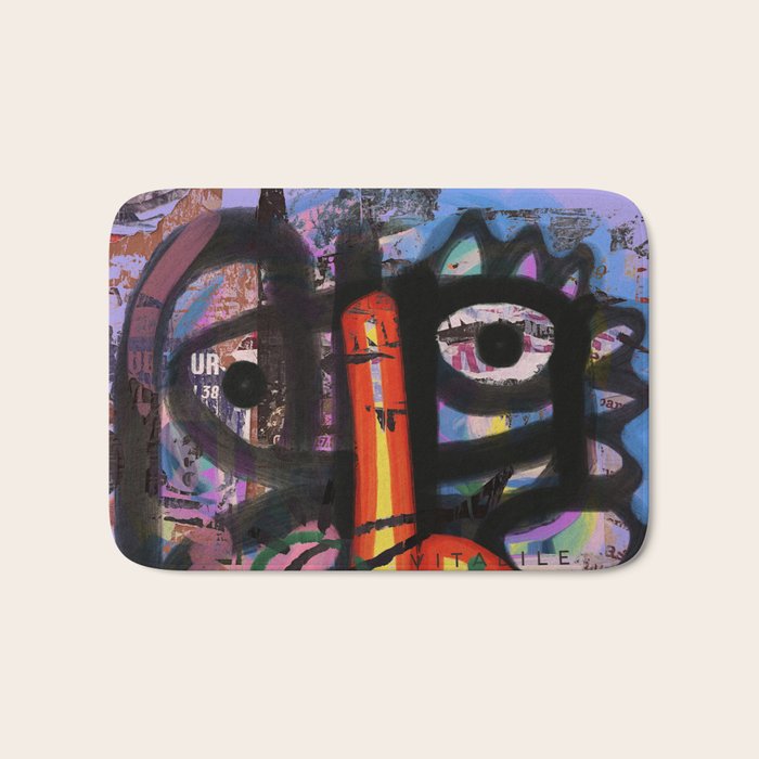 Big Mouth Graffiti Urban Art Collage in the Streets of Bologna Bath Mat Gallery Image 1