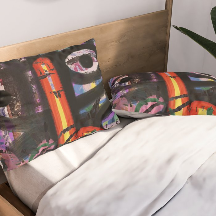 Big Mouth Graffiti Urban Art Collage in the Streets of Bologna Pillow Sham Gallery Image 2