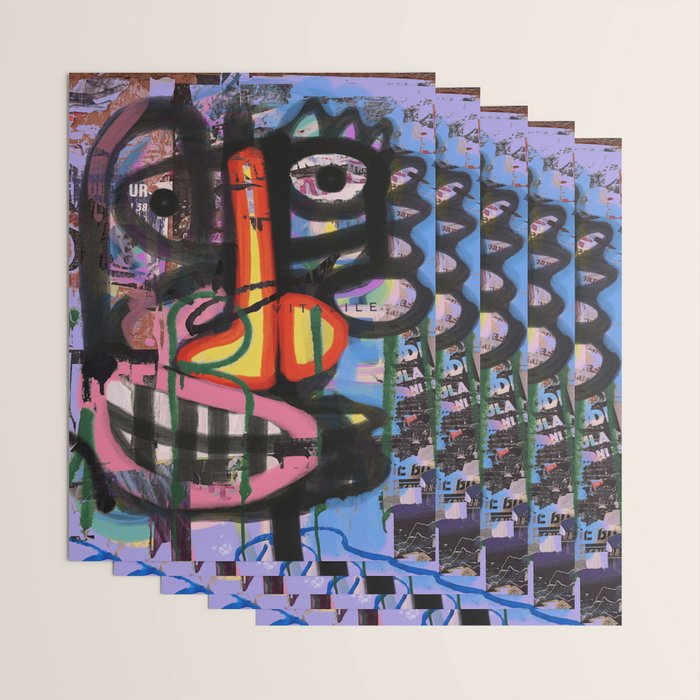 Big Mouth Graffiti Urban Art Collage in the Streets of Bologna Wrapping Paper Gallery Image 3