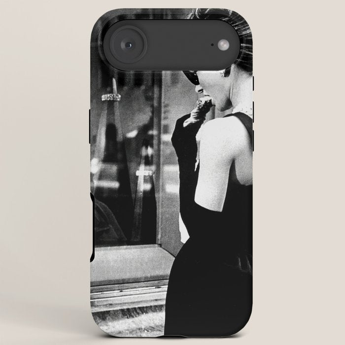 Audrey Hepburn in Black Gown, Jewelry, Vintage Black and White Art iPhone Case Gallery Image 6