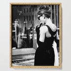 Audrey Hepburn in Black Gown, Jewelry, Vintage Black and White Art Serving Tray Gallery Image 1