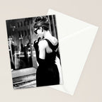 Audrey Hepburn in Black Gown, Jewelry, Vintage Black and White Art Stationery Card Gallery Image 2