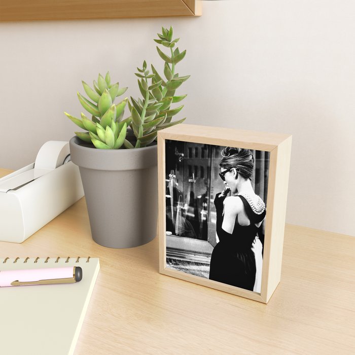 Audrey Hepburn in Black Gown, Jewelry, Vintage Black and White Art Mini Art Print Gallery Image 2
