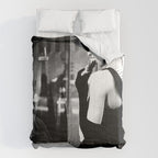 Audrey Hepburn in Black Gown, Jewelry, Vintage Black and White Art Comforter Gallery Image 6