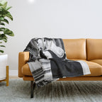 Audrey Hepburn in Black Gown, Jewelry, Vintage Black and White Art Throw Blanket Gallery Image 1