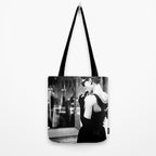 Audrey Hepburn in Black Gown, Jewelry, Vintage Black and White Art Tote Bag Gallery Image 2