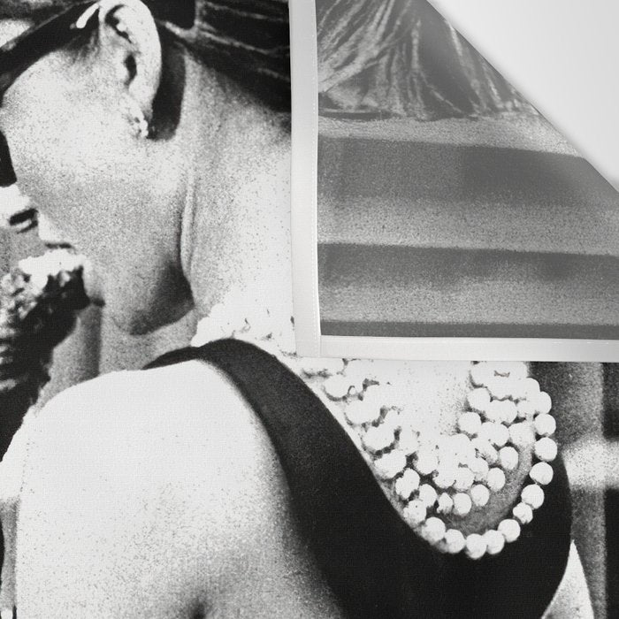 Audrey Hepburn in Black Gown, Jewelry, Vintage Black and White Art Wall Tapestry Gallery Image 3