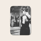 Audrey Hepburn in Black Gown, Jewelry, Vintage Black and White Art Bath Mat Gallery Image 1