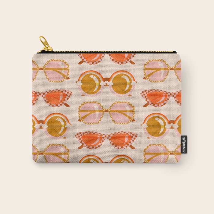 Retro Sunglasses - Retro Sunshine on Cream Carry All Pouch Gallery Image 1