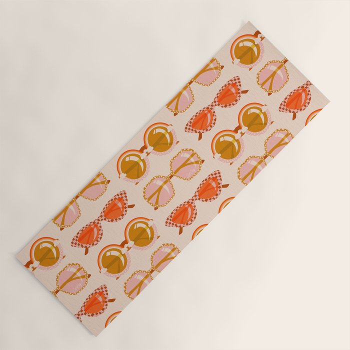 Retro Sunglasses - Retro Sunshine on Cream Yoga Mat Gallery Image 1
