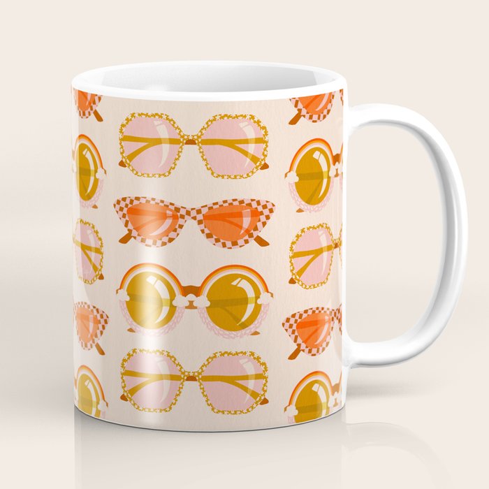 Retro Sunglasses - Retro Sunshine on Cream Coffee Mug Gallery Image 1