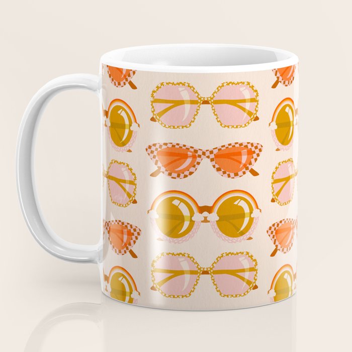 Retro Sunglasses - Retro Sunshine on Cream Coffee Mug Gallery Image 3