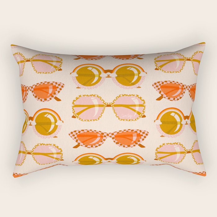 Retro Sunglasses - Retro Sunshine on Cream Rectangular Pillow Gallery Image 2