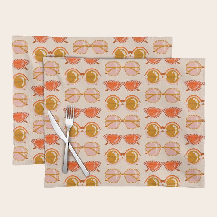 Retro Sunglasses - Retro Sunshine on Cream Placemat Gallery Image 1