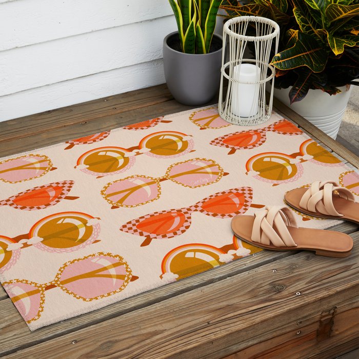 Retro Sunglasses - Retro Sunshine on Cream Outdoor Rug Gallery Image 2