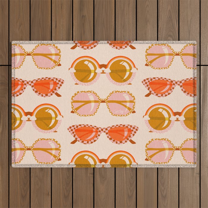 Retro Sunglasses - Retro Sunshine on Cream Outdoor Rug Gallery Image 1