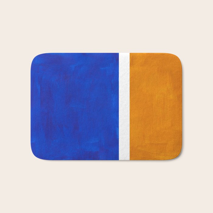 Phthalo Blue Yellow Ochre Mid Century Modern Abstract Minimalist Rothko Color Field Squares Bath Mat Gallery Image 1