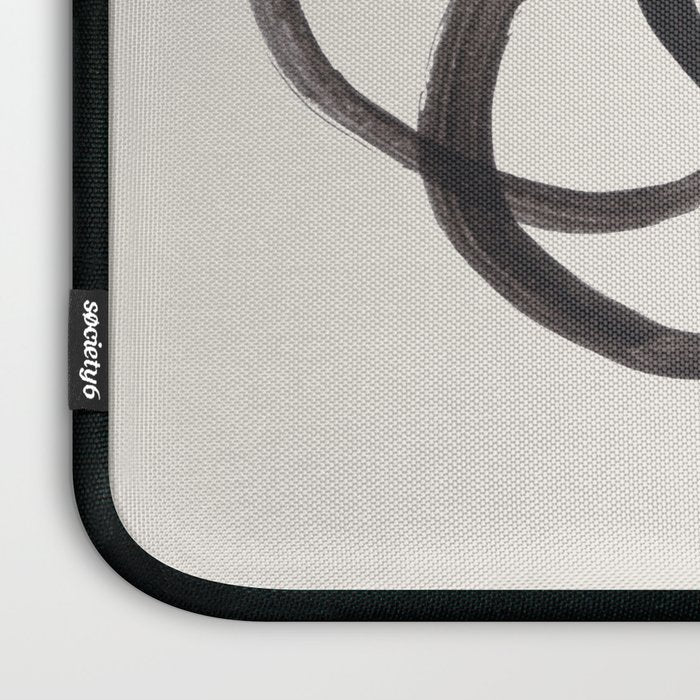 Bubble Rings Minimalist Modern Mid Century Black Ink Spirals Funky Nesting Rings Laptop Sleeve Gallery Image 3