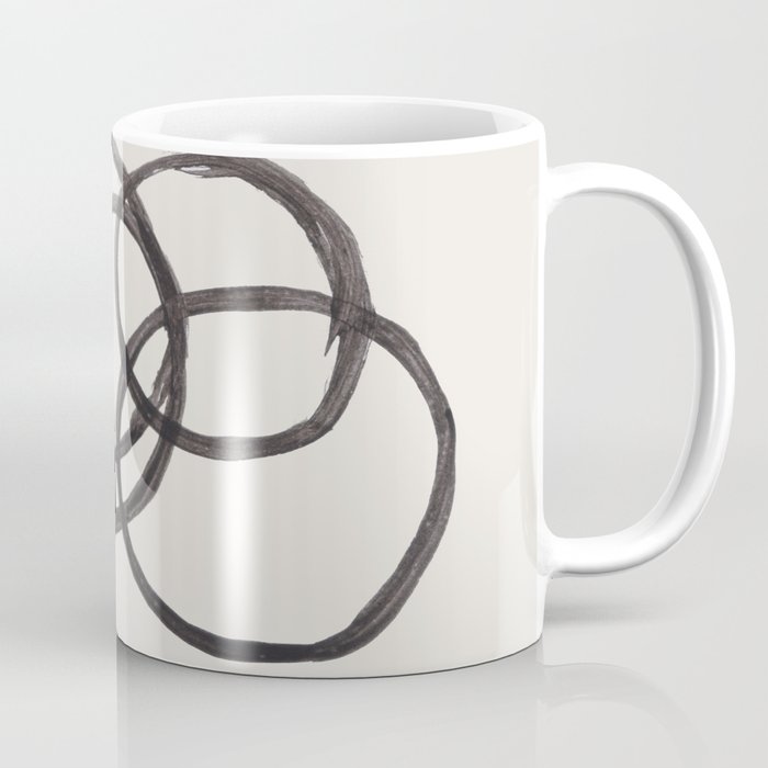 Bubble Rings Minimalist Modern Mid Century Black Ink Spirals Funky Nesting Rings Coffee Mug Gallery Image 1