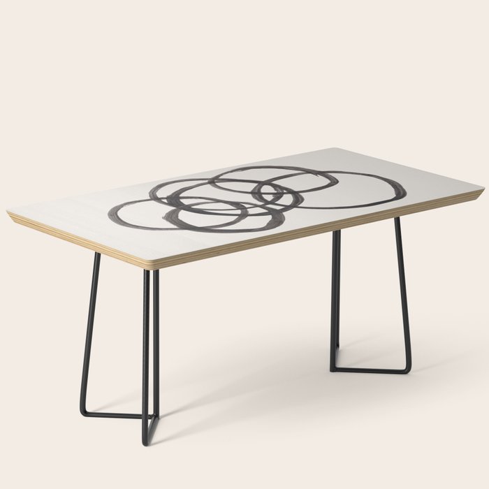 Bubble Rings Minimalist Modern Mid Century Black Ink Spirals Funky Nesting Rings Coffee Table Gallery Image 1