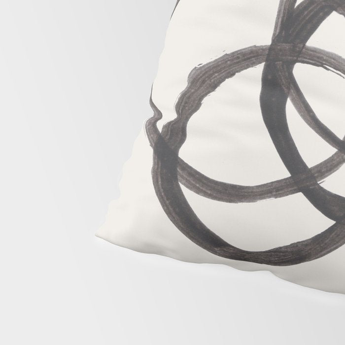 Bubble Rings Minimalist Modern Mid Century Black Ink Spirals Funky Nesting Rings Pillow Sham Gallery Image 4